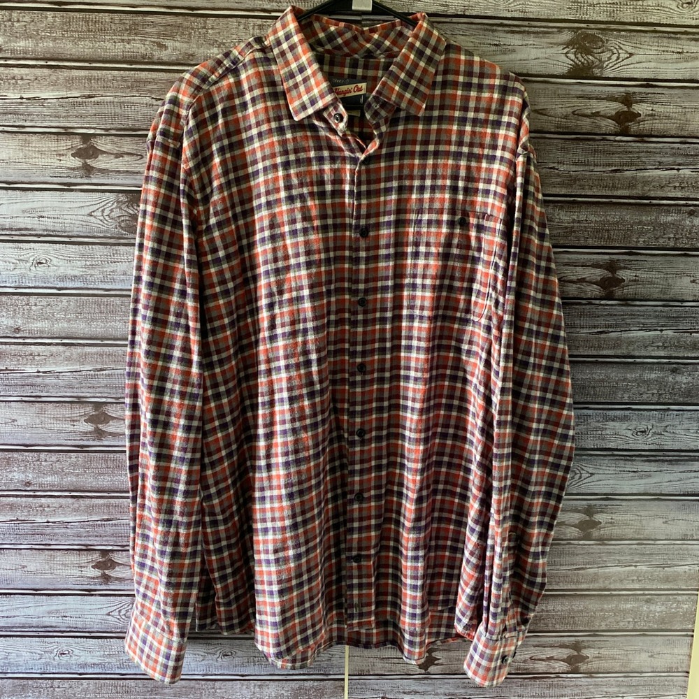 Johnnie-O Hangin Out Men's Long-Sleeved Button-Down Shirt Size 2XL Plaid‎ Logo